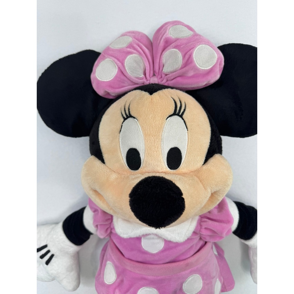 Disney Minnie Mouse Plush Pink Polka Dot Dress Stuffed Animal Large 29 Inch